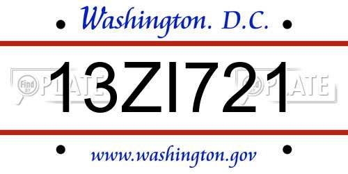 13ZI721 District Of Columbia License Plate