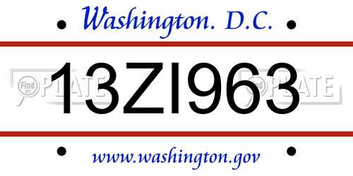 13ZI963 District Of Columbia License Plate
