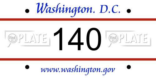 140 District Of Columbia License Plate