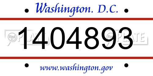 1404893 District Of Columbia License Plate