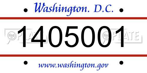 1405001 District Of Columbia License Plate