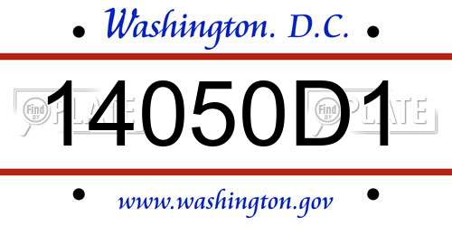 14050D1 District Of Columbia License Plate