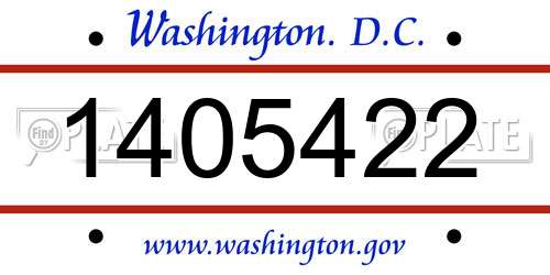 1405422 District Of Columbia License Plate