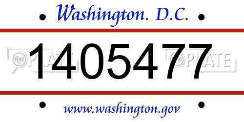 1405477 District Of Columbia License Plate