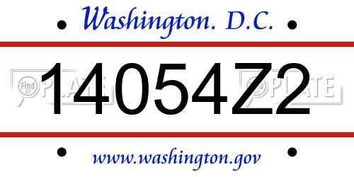 14054Z2 District Of Columbia License Plate