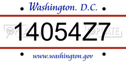 14054Z7 District Of Columbia License Plate
