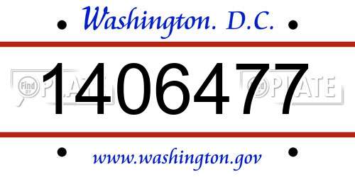 1406477 District Of Columbia License Plate