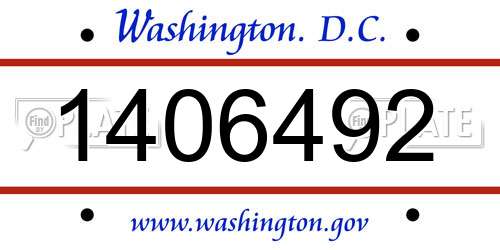 1406492 District Of Columbia License Plate