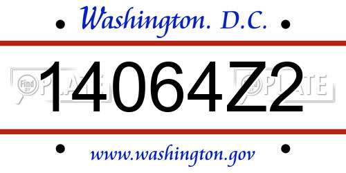 14064Z2 District Of Columbia License Plate