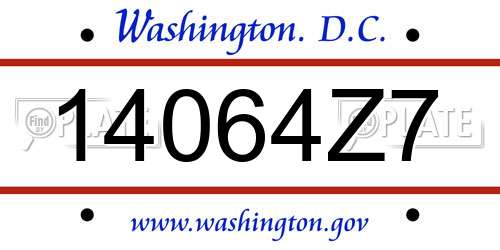 14064Z7 District Of Columbia License Plate