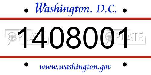 1408001 District Of Columbia License Plate