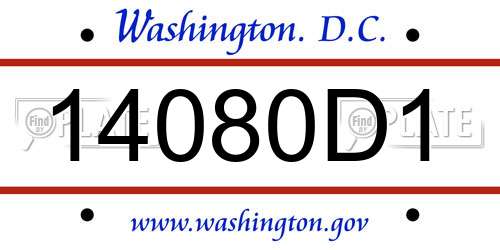 14080D1 District Of Columbia License Plate