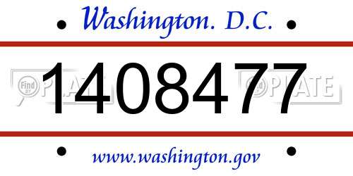 1408477 District Of Columbia License Plate