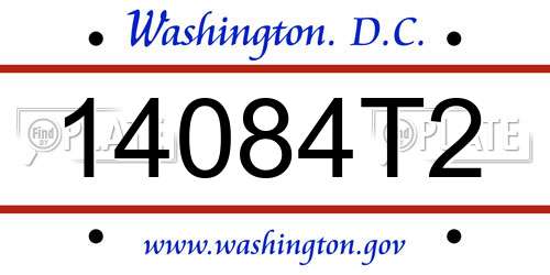 14084T2 District Of Columbia License Plate