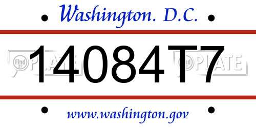 14084T7 District Of Columbia License Plate