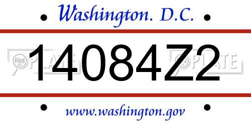 14084Z2 District Of Columbia License Plate