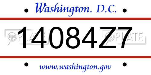 14084Z7 District Of Columbia License Plate