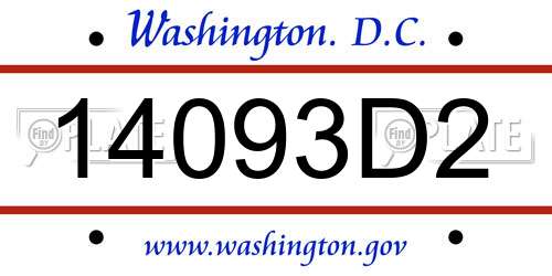 14093D2 District Of Columbia License Plate