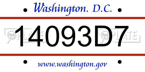 14093D7 District Of Columbia License Plate