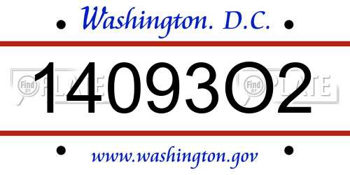14093O2 District Of Columbia License Plate