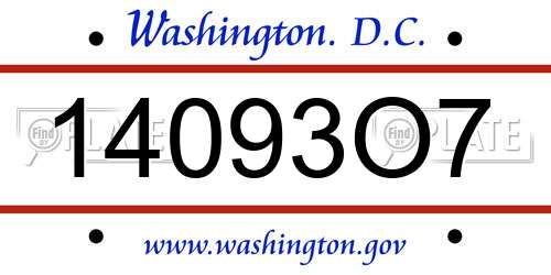 14093O7 District Of Columbia License Plate