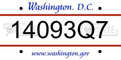 14093Q7 District Of Columbia License Plate