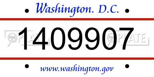 1409907 District Of Columbia License Plate