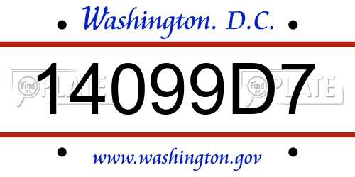 14099D7 District Of Columbia License Plate