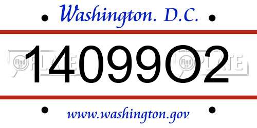 14099O2 District Of Columbia License Plate