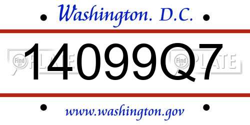 14099Q7 District Of Columbia License Plate