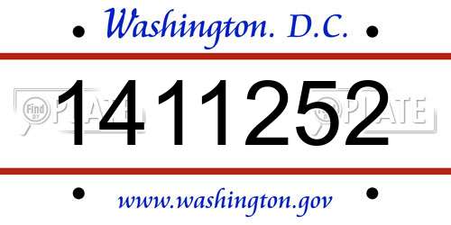 1411252 District Of Columbia License Plate