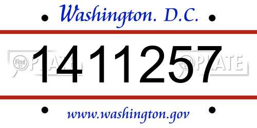 1411257 District Of Columbia License Plate