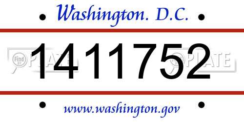 1411752 District Of Columbia License Plate
