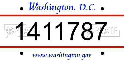 1411787 District Of Columbia License Plate