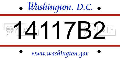 14117B2 District Of Columbia License Plate