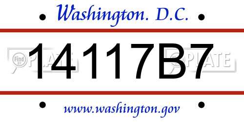 14117B7 District Of Columbia License Plate