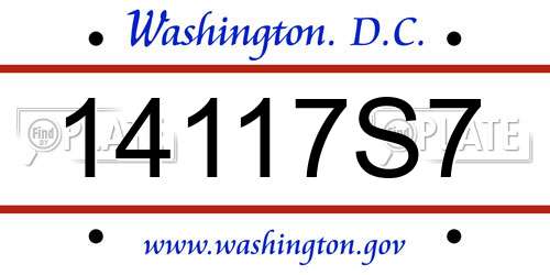 14117S7 District Of Columbia License Plate