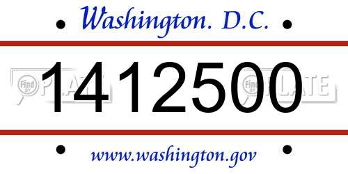 1412500 District Of Columbia License Plate