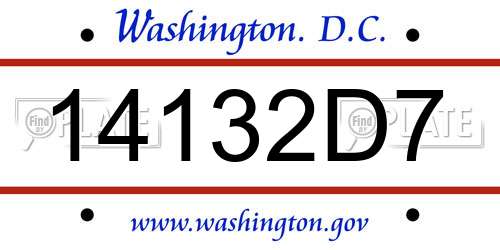 14132D7 District Of Columbia License Plate