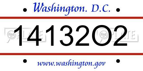 14132O2 District Of Columbia License Plate
