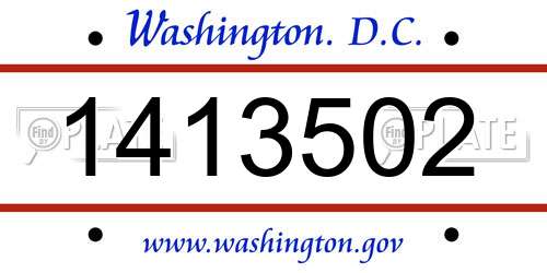 1413502 District Of Columbia License Plate