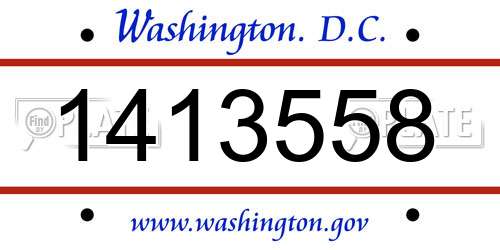1413558 District Of Columbia License Plate
