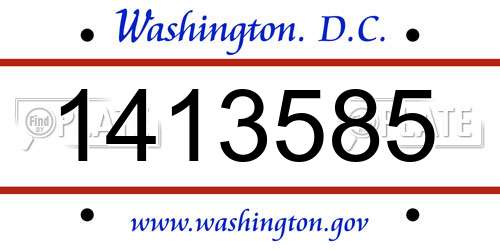 1413585 District Of Columbia License Plate
