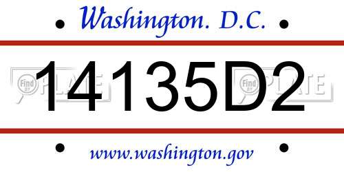 14135D2 District Of Columbia License Plate