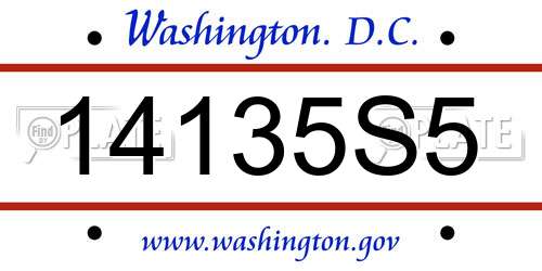 14135S5 District Of Columbia License Plate