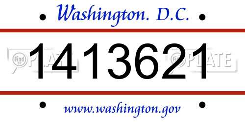 1413621 District Of Columbia License Plate