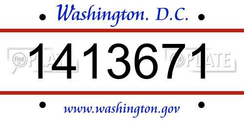 1413671 District Of Columbia License Plate