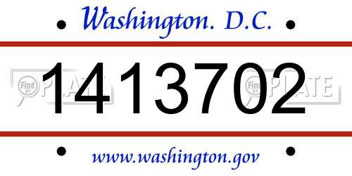 1413702 District Of Columbia License Plate