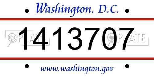 1413707 District Of Columbia License Plate