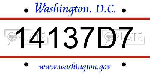 14137D7 District Of Columbia License Plate